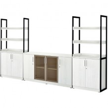 국산 바오 중역용 5단 스틸 반문장 장식장 내추럴월넛 BAO-5STH